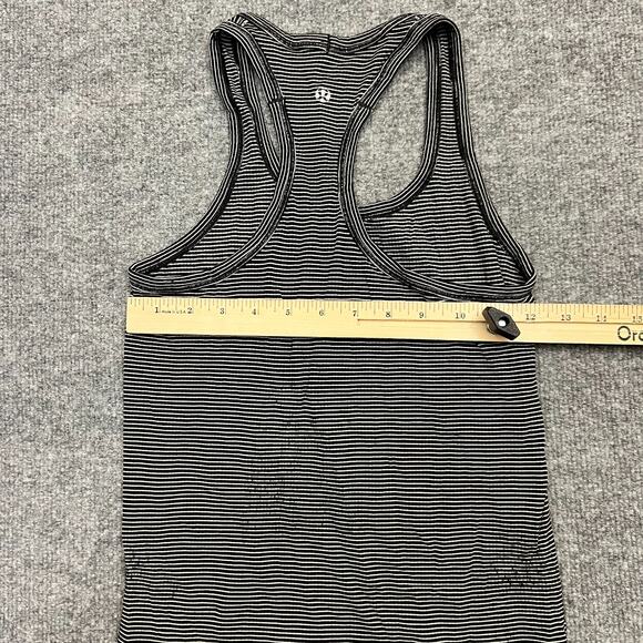 Lululemon Tank Top Womens 4 Black Striped Running Scoop Neck Racerback Pullover - Picture 7 of 10